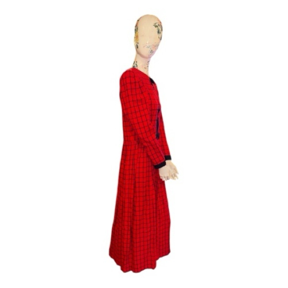 Vintage J.Christopher Chic Long Sleeve Red Plaid Dress - Picture 6 of 9